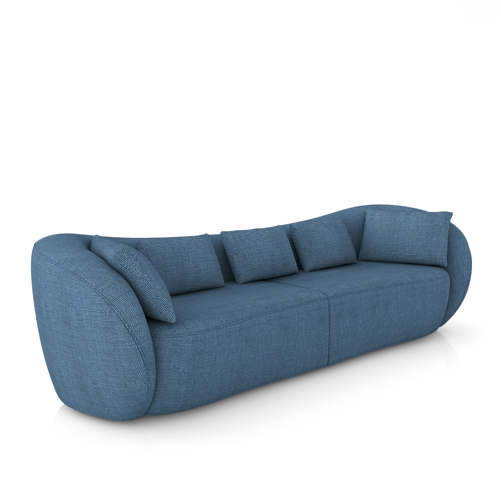Sofá Bipartido Sala de Estar Diamond 252cm com Almofadas Soltas Linho Azul G52 - Gran Belo