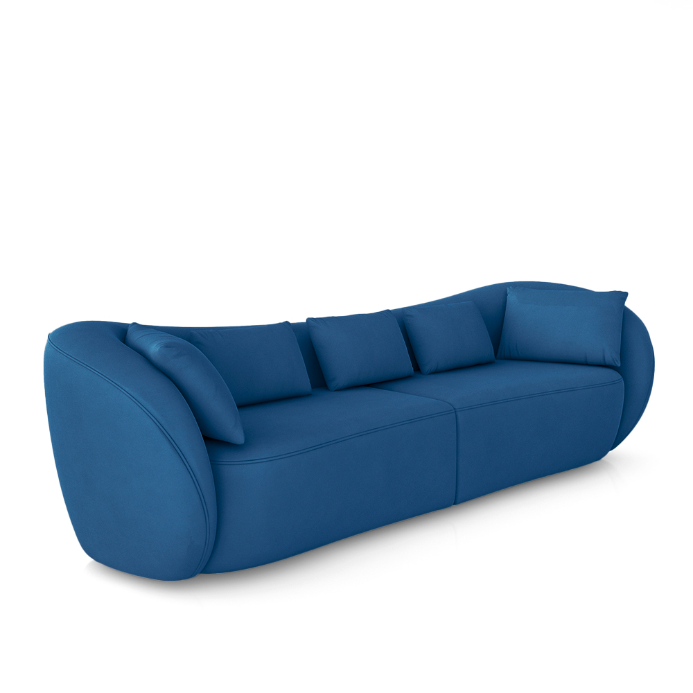Sofá Bipartido Sala de Estar Diamond 252cm com Almofadas Soltas Veludo Azul G52 - Gran Belo