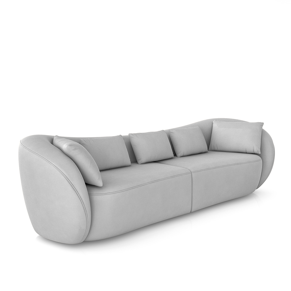 Sofá Bipartido Sala de Estar Diamond 252cm com Almofadas Soltas Veludo Cinza G52 - Gran Belo