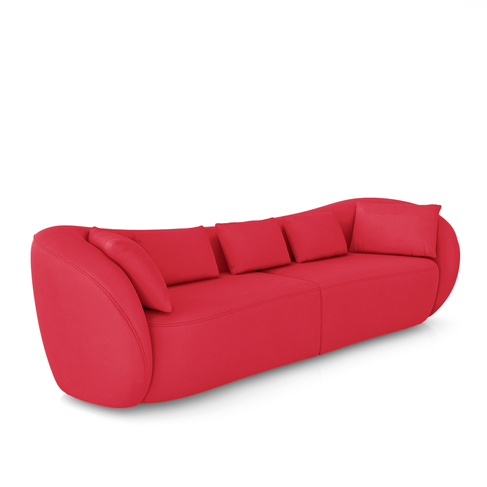 Sofá Bipartido Sala de Estar Diamond 252cm com Almofadas Soltas Veludo Vermelho G52 - Gran Belo
