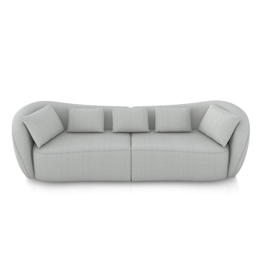 Sofá Bipartido Sala de Estar Diamond 272cm com Almofadas Soltas Bouclê Cinza G52 - Gran Belo