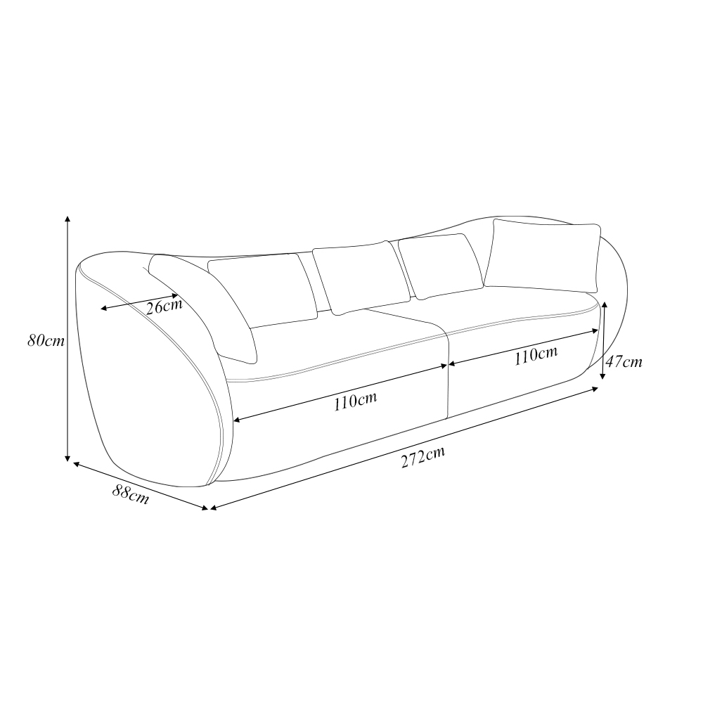 Sofá Bipartido Sala de Estar Diamond 272cm com Almofadas Soltas Linho Off White G52 - Gran Belo