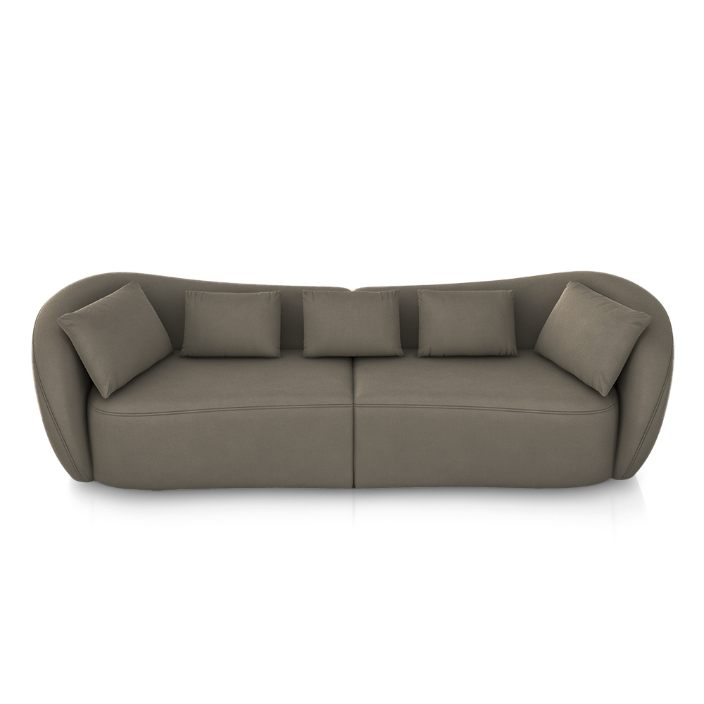 Sofá Bipartido Sala de Estar Diamond 272cm com Almofadas Soltas Veludo Marrom G52 - Gran Belo
