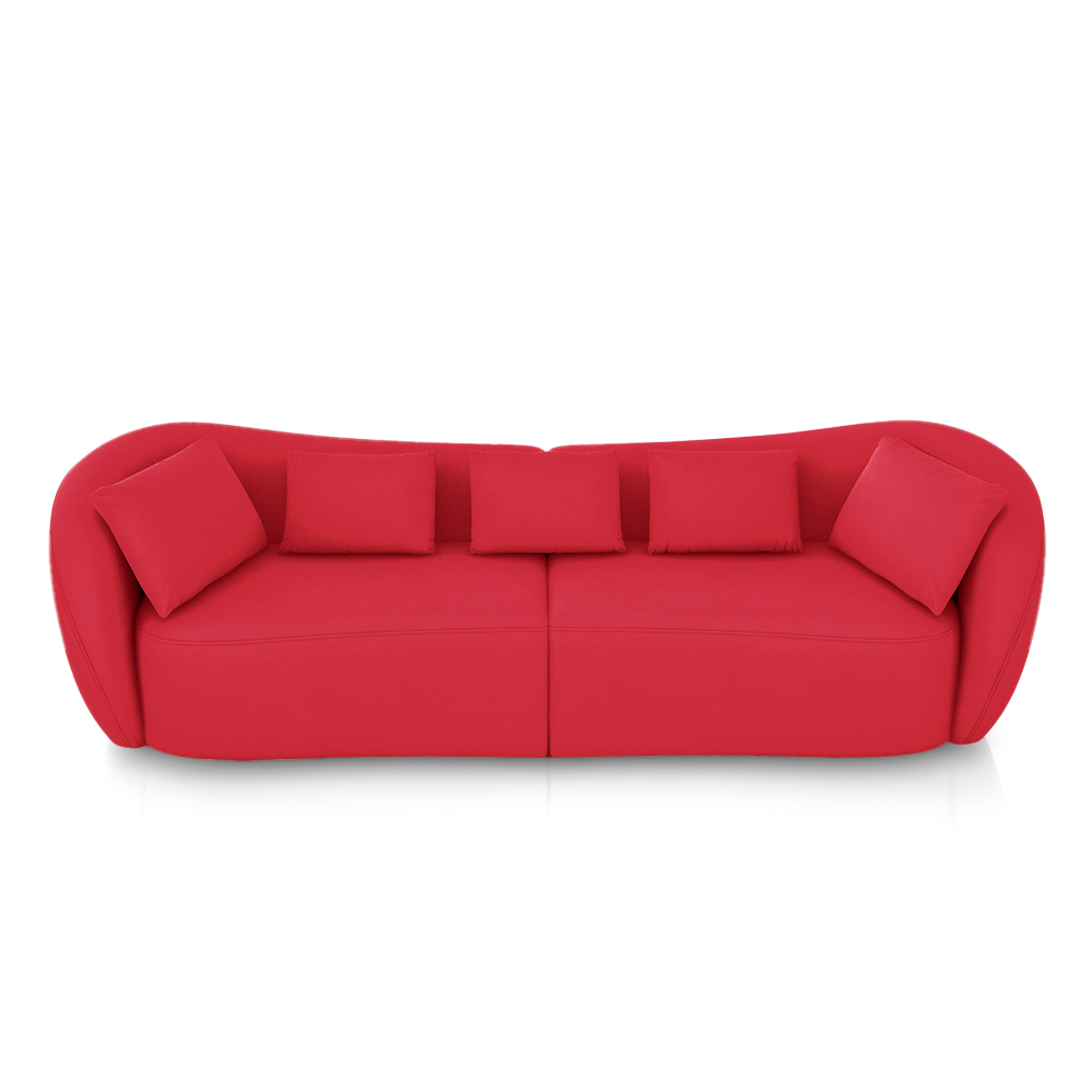 Sofá Bipartido Sala de Estar Diamond 272cm com Almofadas Soltas Veludo Vermelho G52 - Gran Belo
