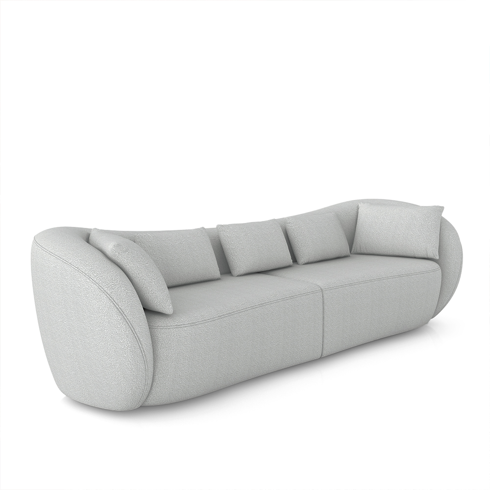 Sofá Bipartido Sala de Estar Diamond 292cm com Almofadas Soltas Bouclê Cinza G52 - Gran Belo