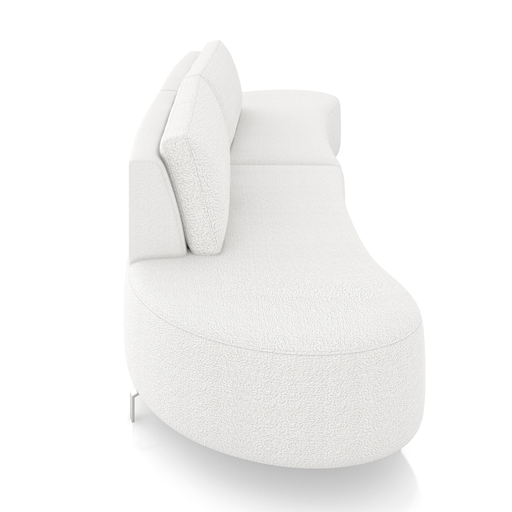 Sofá Bipartido Sala de Estar Jamaica 260cm Curvo Pés Alumínio Bouclê Branco G52 - Gran Belo