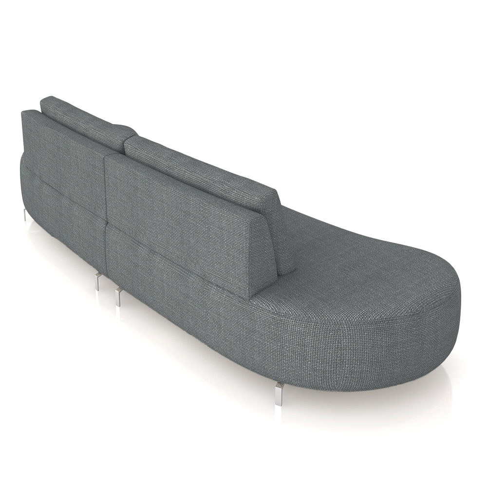 Sofá Bipartido Sala de Estar Jamaica 260cm Curvo Pés Alumínio Linho Grafite G52 - Gran Belo