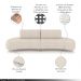 Sofá Bipartido Sala de Estar Jamaica 260cm Curvo Pés Alumínio Linho Off White G52 - Gran Belo