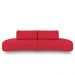 Sofá Bipartido Sala de Estar Jamaica 260cm Curvo Pés Alumínio Veludo Vermelho G52 - Gran Belo