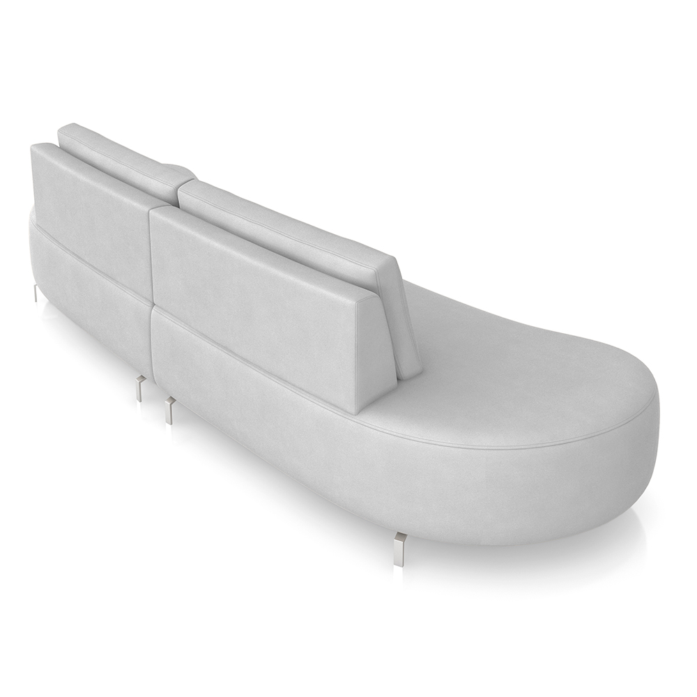 Sofá Bipartido Sala de Estar Jamaica 280cm Curvo Pés Alumínio Veludo Cinza G52 - Gran Belo