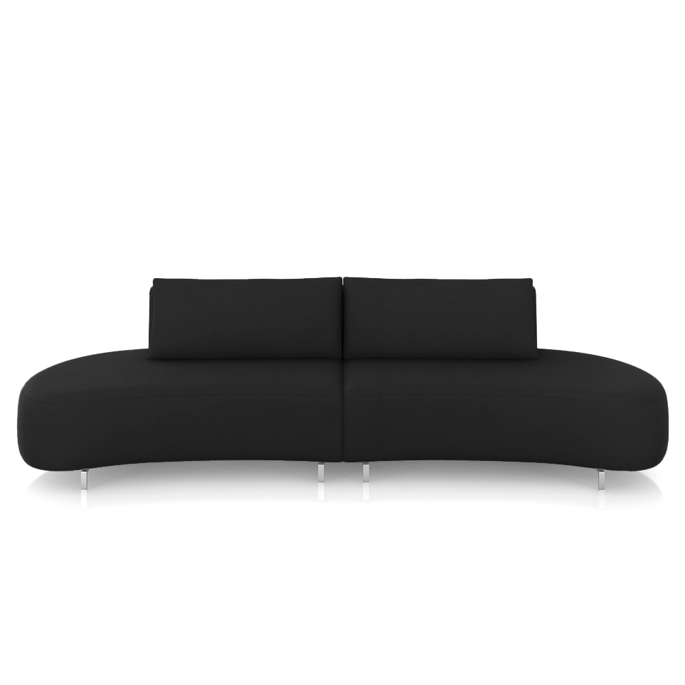 Sofá Bipartido Sala de Estar Jamaica 280cm Curvo Pés Alumínio Veludo Preto G52 - Gran Belo