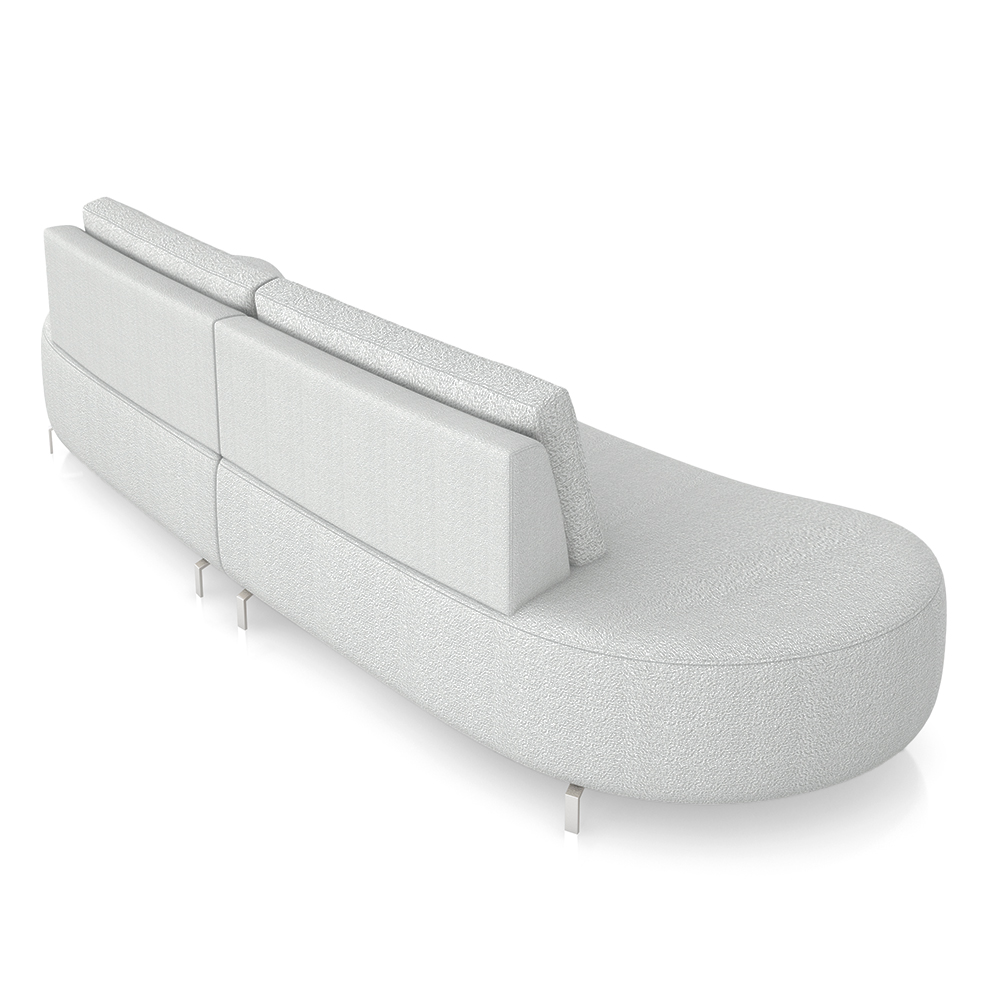 Sofá Bipartido Sala de Estar Jamaica 300cm Curvo Pés Alumínio Bouclê Cinza G52 - Gran Belo