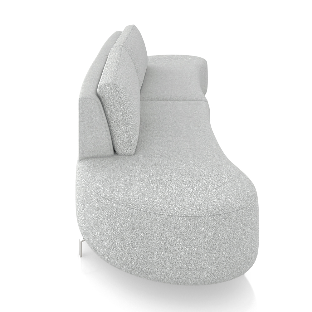 Sofá Bipartido Sala de Estar Jamaica 300cm Curvo Pés Alumínio Bouclê Cinza G52 - Gran Belo