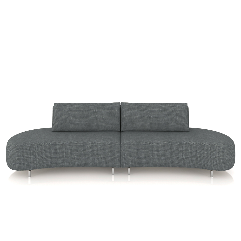 Sofá Bipartido Sala de Estar Jamaica 300cm Curvo Pés Alumínio Linho Grafite G52 - Gran Belo