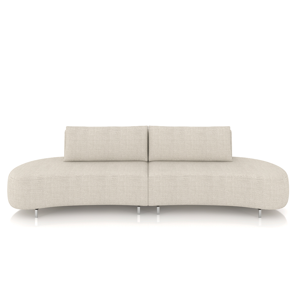 Sofá Bipartido Sala de Estar Jamaica 300cm Curvo Pés Alumínio Linho Off White G52 - Gran Belo