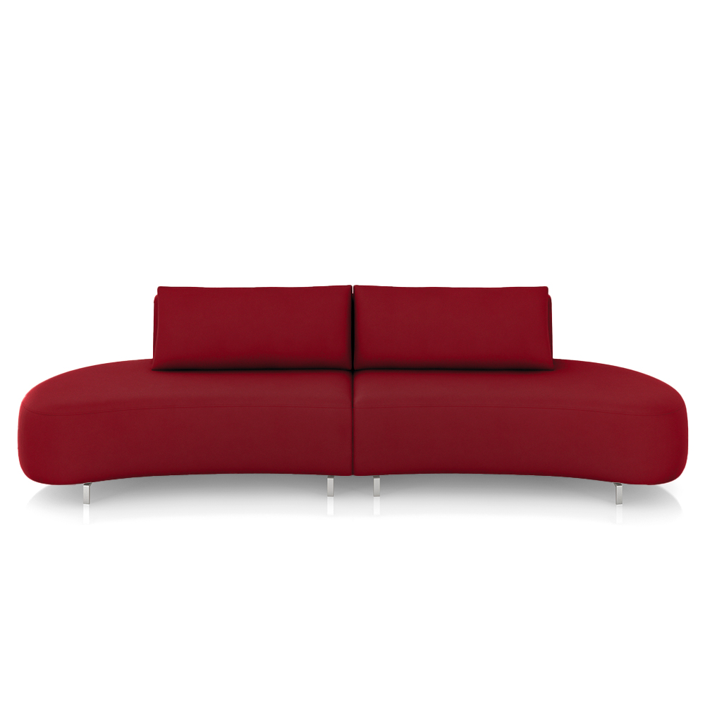 Sofá Bipartido Sala de Estar Jamaica 300cm Curvo Pés Alumínio Veludo Bordô G52 - Gran Belo