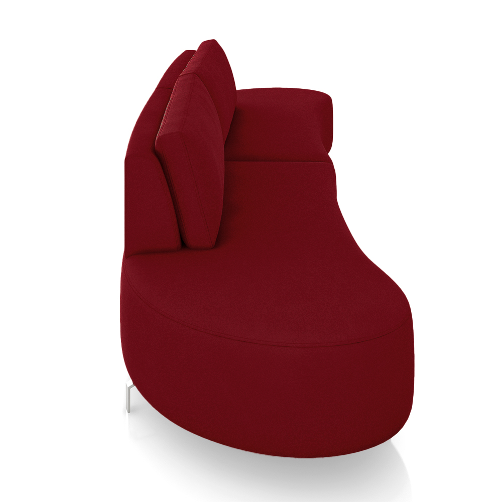 Sofá Bipartido Sala de Estar Jamaica 300cm Curvo Pés Alumínio Veludo Bordô G52 - Gran Belo