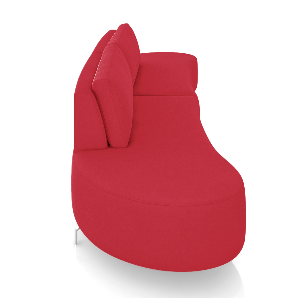 Sofá Bipartido Sala de Estar Jamaica 300cm Curvo Pés Alumínio Veludo Vermelho G52 - Gran Belo