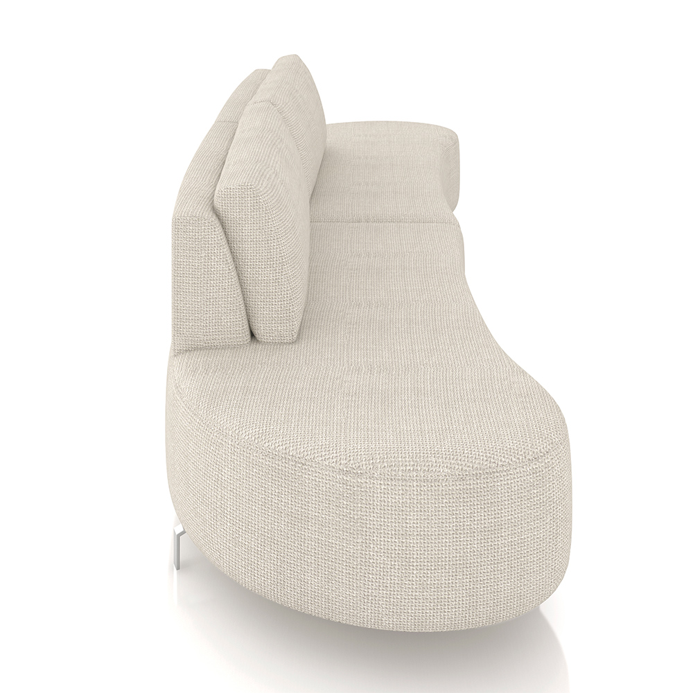 Sofá Bipartido Sala de Estar Jamaica 320cm Curvo Pés Alumínio Linho Off White G52 - Gran Belo