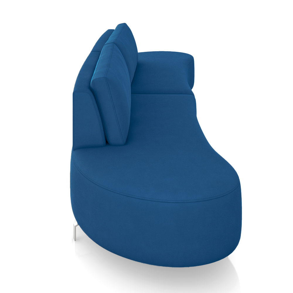 Sofá Bipartido Sala de Estar Jamaica 320cm Curvo Pés Alumínio Veludo Azul G52 - Gran Belo