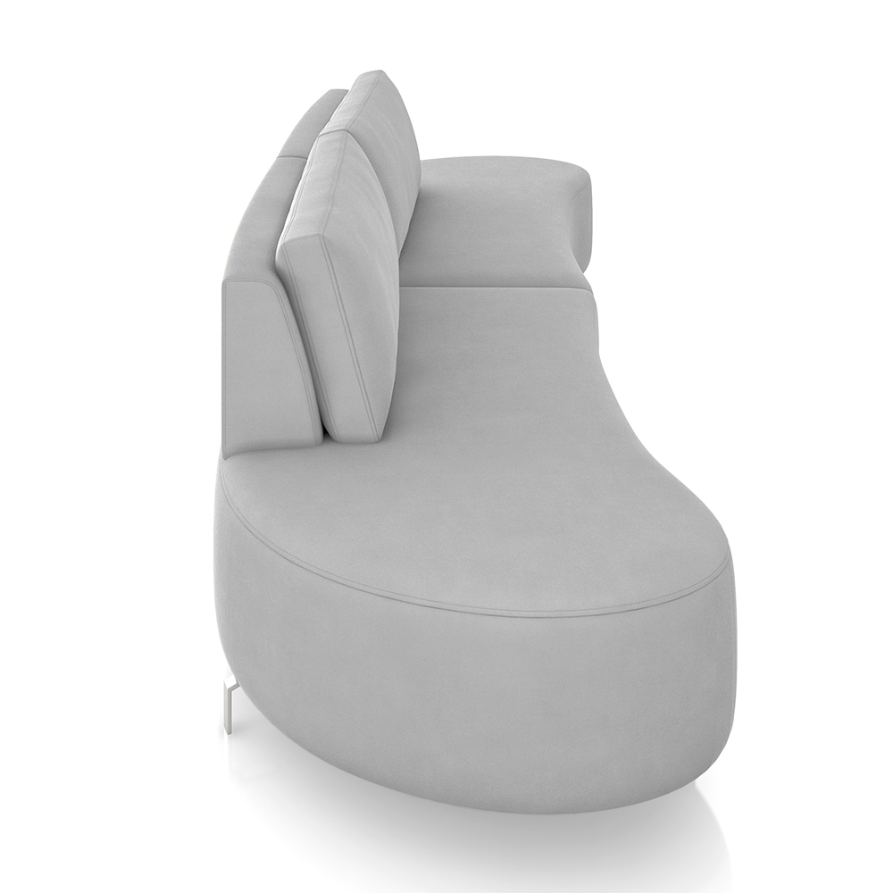 Sofá Bipartido Sala de Estar Jamaica 320cm Curvo Pés Alumínio Veludo Cinza G52 - Gran Belo