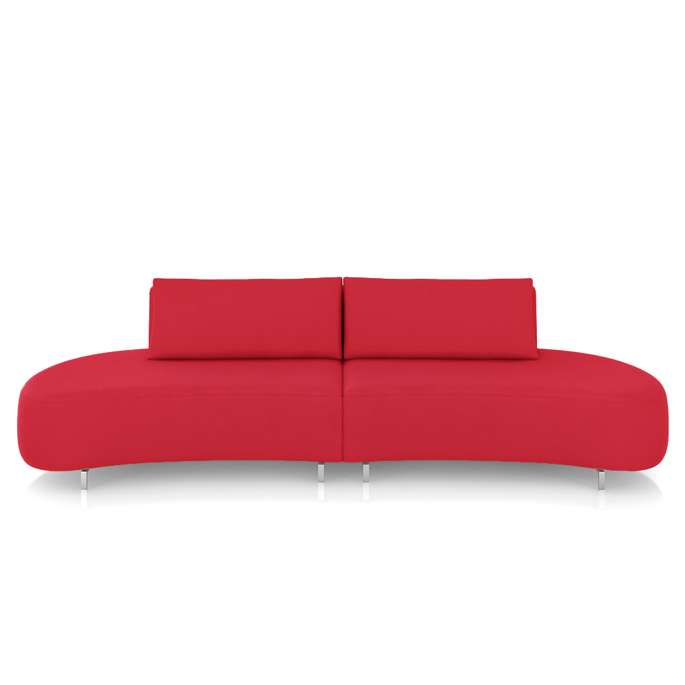 Sofá Bipartido Sala de Estar Jamaica 320cm Curvo Pés Alumínio Veludo Vermelho G52 - Gran Belo