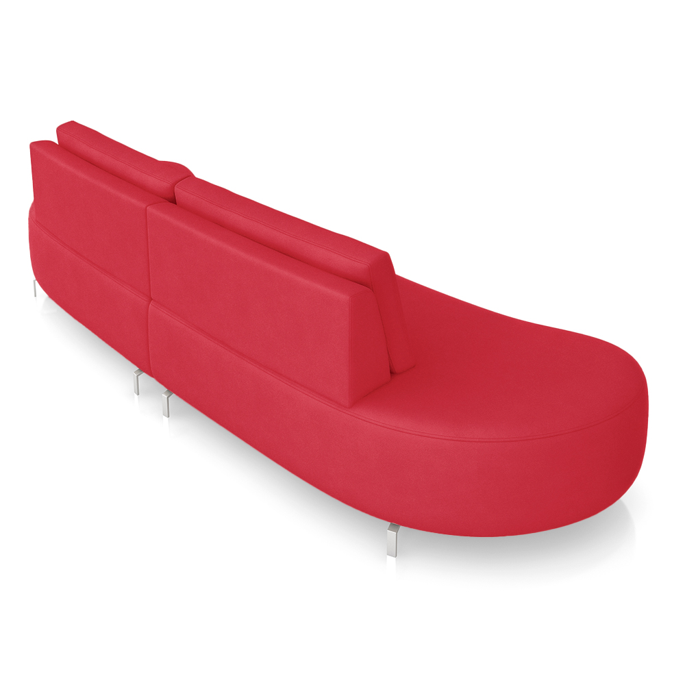 Sofá Bipartido Sala de Estar Jamaica 320cm Curvo Pés Alumínio Veludo Vermelho G52 - Gran Belo