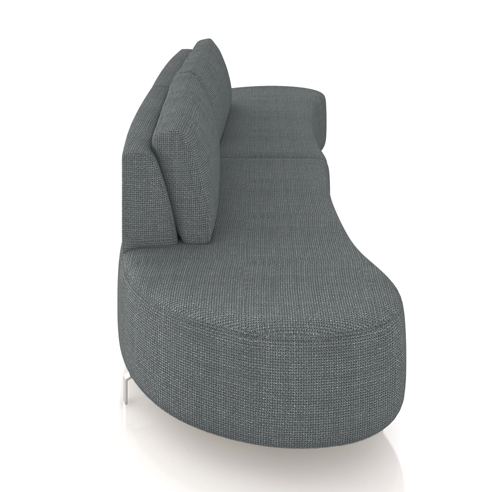 Sofá Bipartido Sala de Estar Jamaica 340cm Curvo Pés Alumínio Linho Grafite G52 - Gran Belo