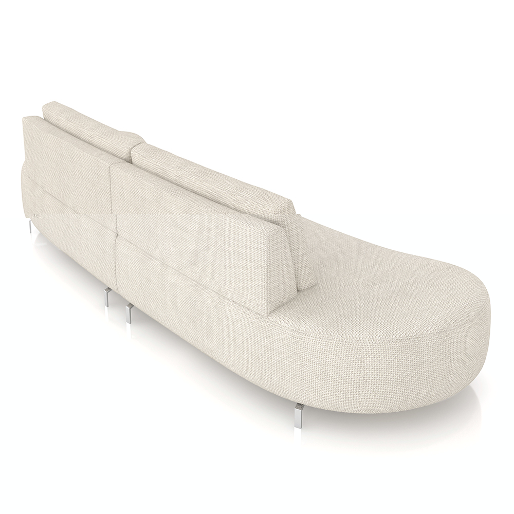 Sofá Bipartido Sala de Estar Jamaica 340cm Curvo Pés Alumínio Linho Off White G52 - Gran Belo