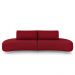 Sofá Bipartido Sala de Estar Jamaica 340cm Curvo Pés Alumínio Veludo Bordô G52 - Gran Belo