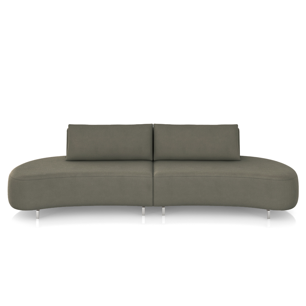 Sofá Bipartido Sala de Estar Jamaica 340cm Curvo Pés Alumínio Veludo Marrom G52 - Gran Belo