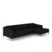 Sofá Bipartido Sala de Estar Kiara 312cm Chaise Direito Pés de Ferro Couro Preto G52 - Gran Belo