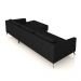 Sofá Bipartido Sala de Estar Kiara 312cm Chaise Direito Pés de Ferro Couro Preto G52 - Gran Belo