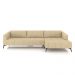Sofá Bipartido Sala de Estar Kiara 332cm Chaise Direito Pés de Ferro Couro Bege G52 - Gran Belo