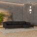 Sofá Bipartido Sala de Estar Kiara 332cm Chaise Direito Pés de Ferro Couro Marrom G52 - Gran Belo