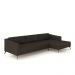 Sofá Bipartido Sala de Estar Kiara 332cm Chaise Direito Pés de Ferro Couro Marrom G52 - Gran Belo