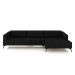 Sofá Bipartido Sala de Estar Kiara 332cm Chaise Direito Pés de Ferro Couro Preto G52 - Gran Belo