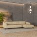 Sofá Bipartido Sala de Estar Kiara 352cm Chaise Direito Pés de Ferro Couro Bege G52 - Gran Belo
