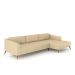 Sofá Bipartido Sala de Estar Kiara 352cm Chaise Direito Pés de Ferro Couro Bege G52 - Gran Belo