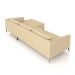 Sofá Bipartido Sala de Estar Kiara 352cm Chaise Direito Pés de Ferro Couro Bege G52 - Gran Belo