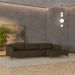 Sofá Bipartido Sala de Estar Kiara 352cm Chaise Direito Pés de Ferro Couro Capuccino G52 - Gran Belo