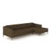Sofá Bipartido Sala de Estar Kiara 352cm Chaise Direito Pés de Ferro Couro Capuccino G52 - Gran Belo