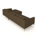 Sofá Bipartido Sala de Estar Kiara 352cm Chaise Direito Pés de Ferro Couro Capuccino G52 - Gran Belo