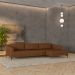 Sofá Bipartido Sala de Estar Kiara 352cm Chaise Direito Pés de Ferro Couro Caramelo G52 - Gran Belo