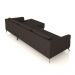 Sofá Bipartido Sala de Estar Kiara 352cm Chaise Direito Pés de Ferro Couro Marrom G52 - Gran Belo