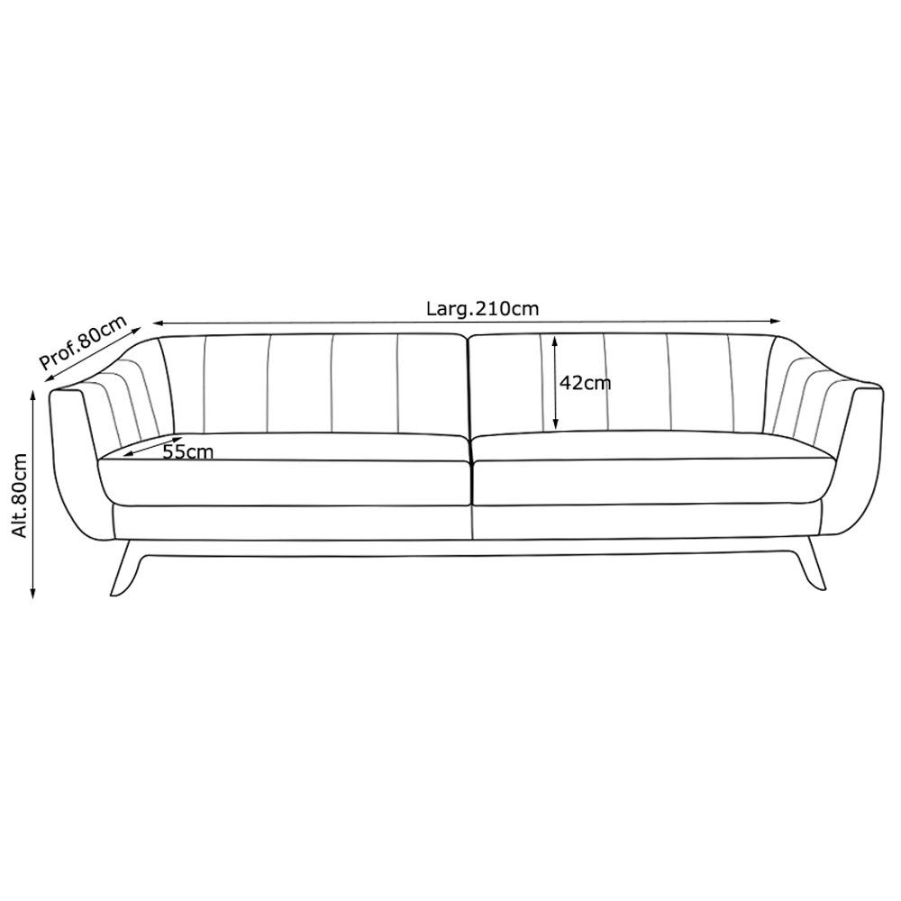 Sofá Boomer 210cm Corano Bege - Gran Belo