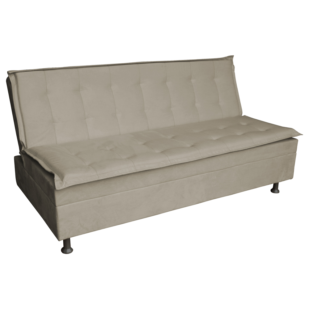 Sofá Cama Decorativo 2 Lugares Encosto Reclinável 190cm Impala Suede Bege G23 - Gran Belo