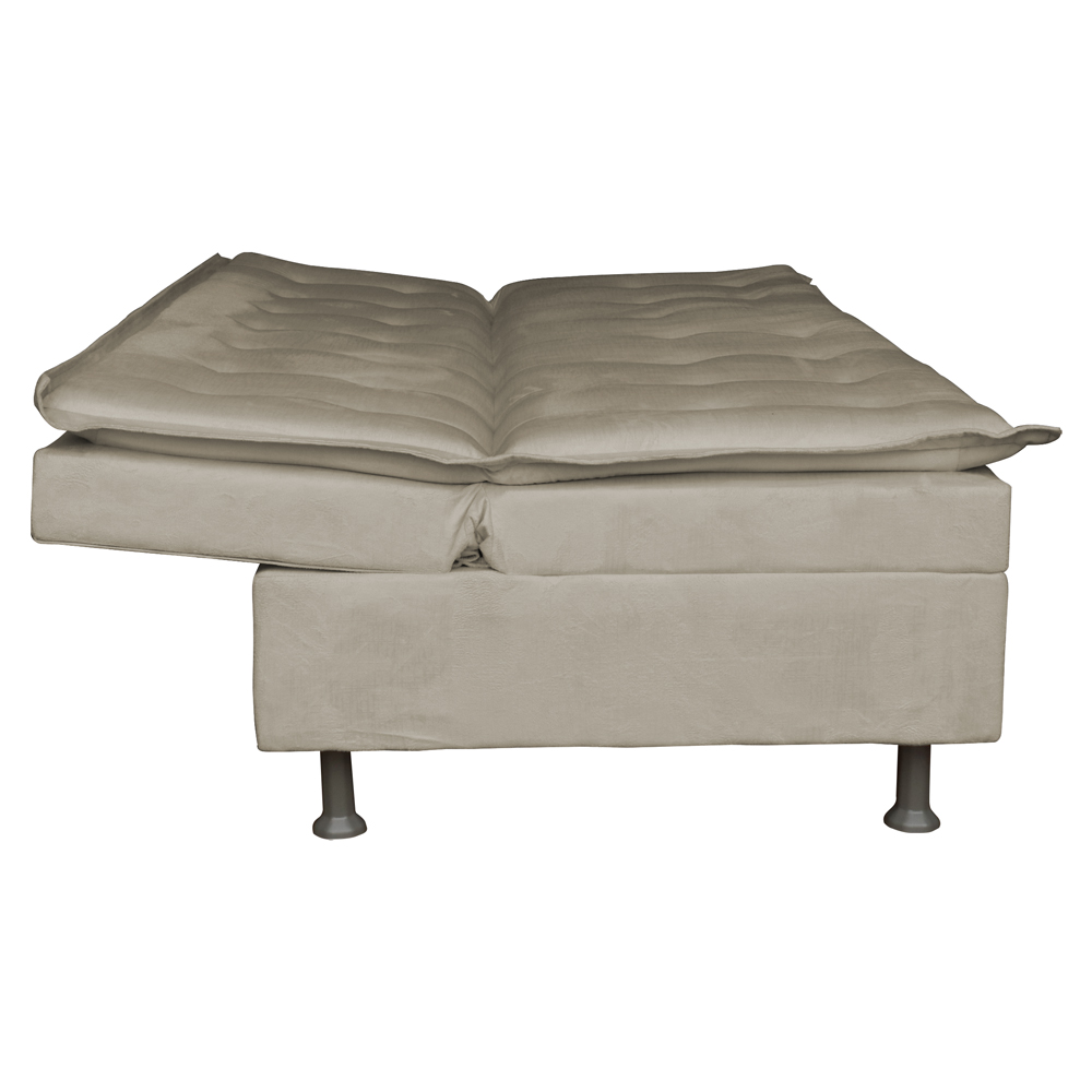 Sofá Cama Decorativo 2 Lugares Encosto Reclinável 190cm Impala Suede Bege G23 - Gran Belo