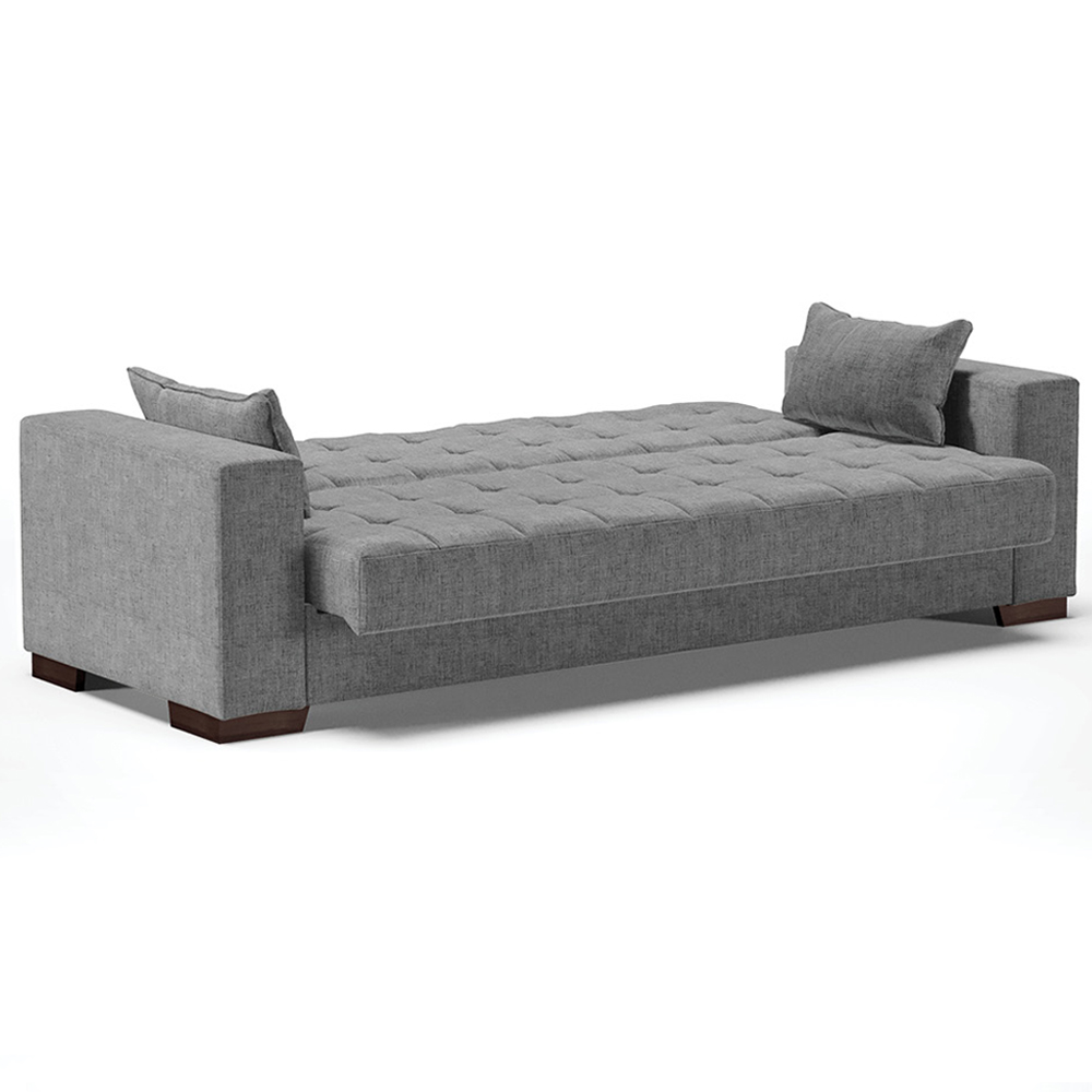 Sofá Cama Decorativo 210cm Beesley Linho Grafite G19 - Gran Belo