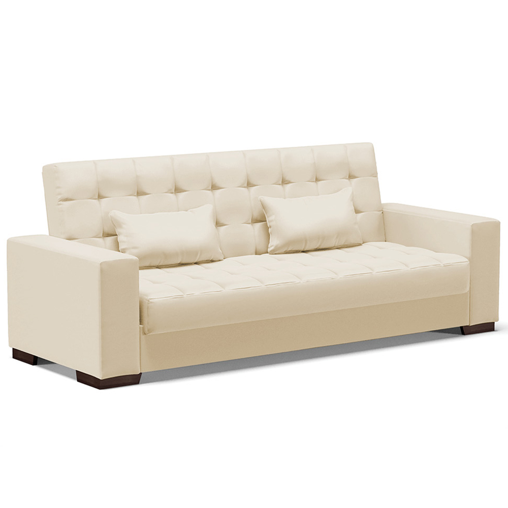 Sofá Cama Decorativo 210cm Beesley Pu Bege Fosco G19 - Gran Belo